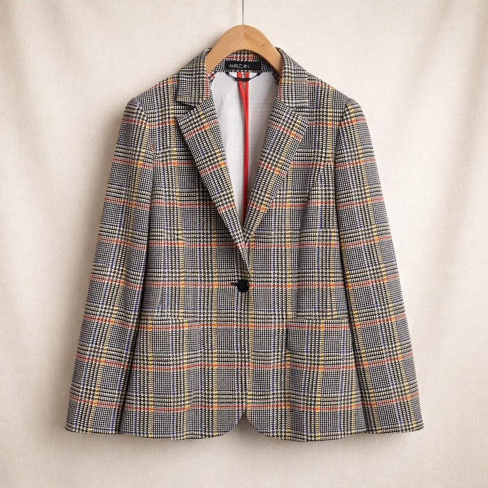 MARC CAIN Plaid Blazer Structured Jacket N3 Glen Check Classic